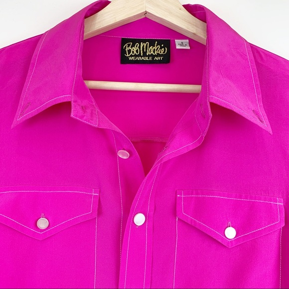 BOB MACKIE Wearable Art 100% Silk Blouse S - Picture 3 of 8